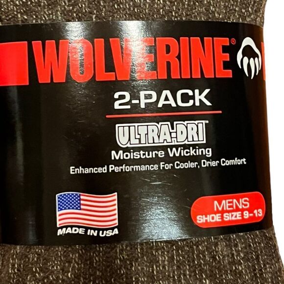 Wolverine Men’s Brown Ultra Dri 2 Pack Socks, Size L, NWT - Picture 4 of 5